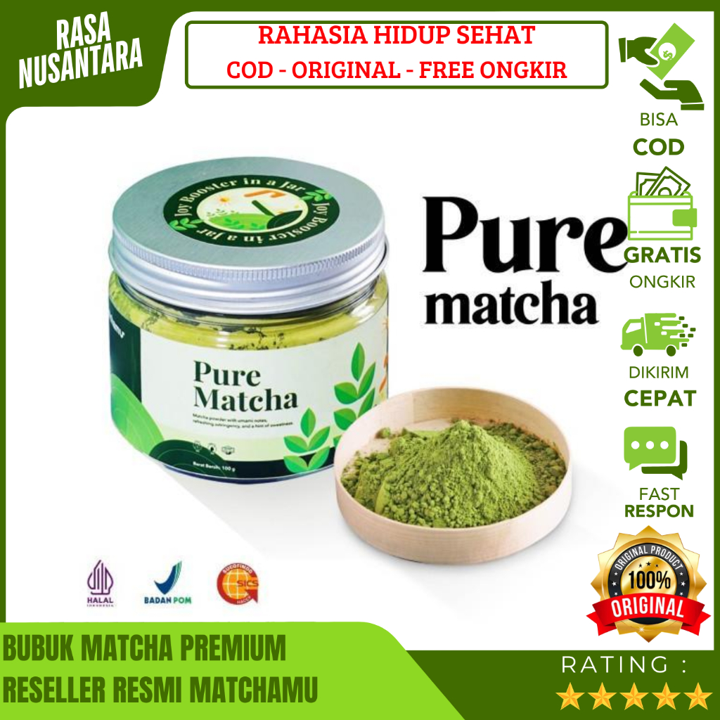 

MATCHAMU TEH HIJAU BUBUK ASLI organik kemasan toples untuk diet 50gr / 100gr original jepang pure green tea matcha powder premium bpom/bubuk teh hajiu matcha siap minum