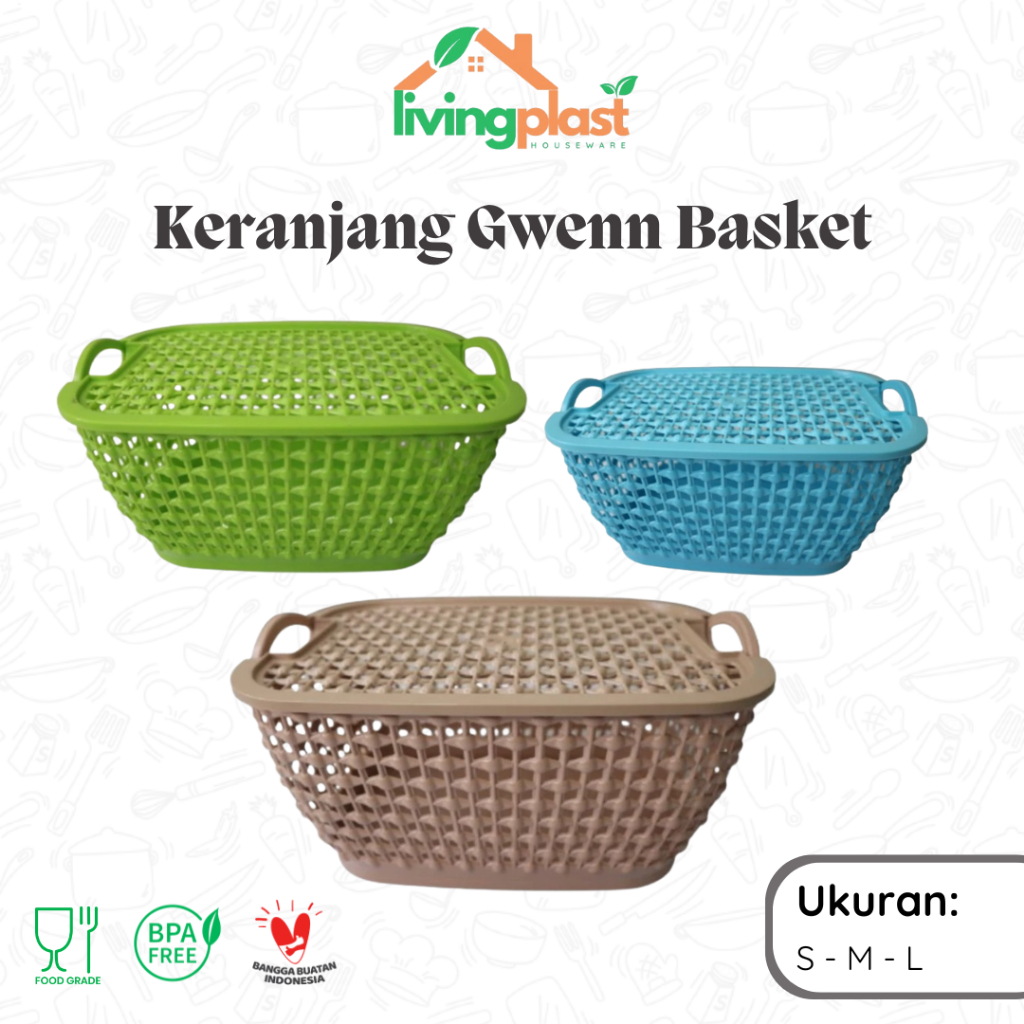 Keranjang Gwenn Basket KP / Keranjang Plastik Serbaguna / Keranjang Tutup / Keranjang Sayur Buah