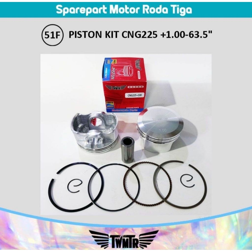 Piston Kit CNG225 +1.00 - 63.5" (51F) Sparepart Roda Tiga