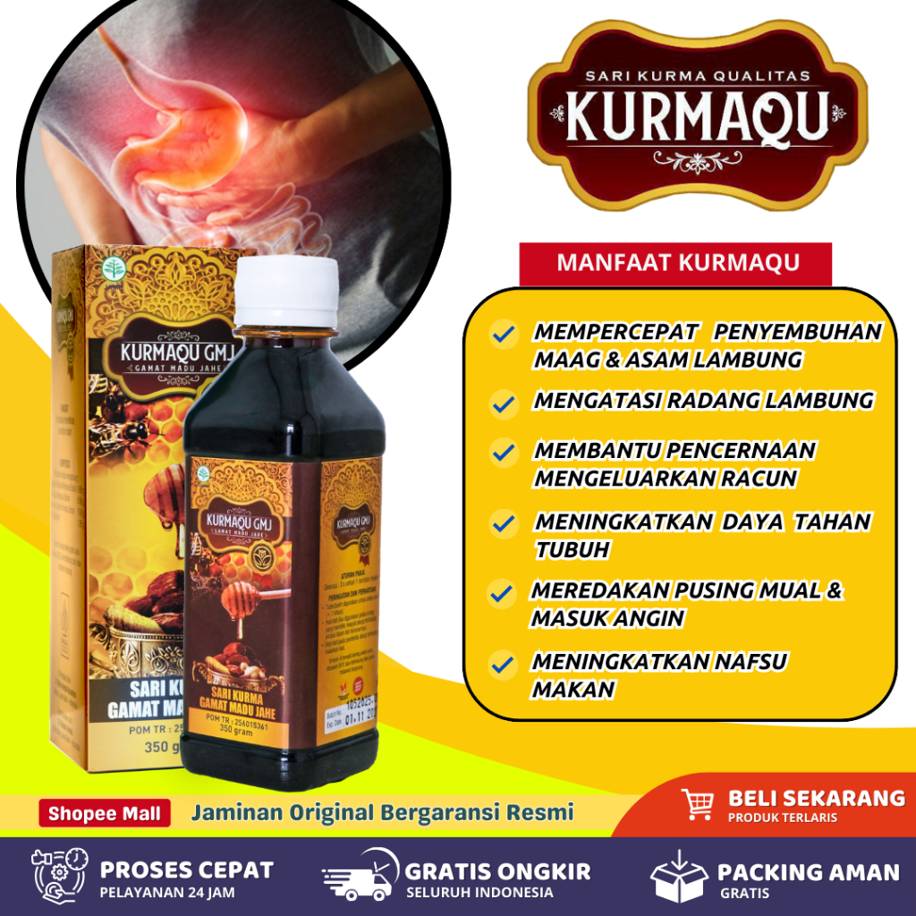 Obat Asam Lambung Gerd Sering Mual Muntah Sakit Perut Kembung Sesak Nafas Madu Asli 100%  Kurmaqu