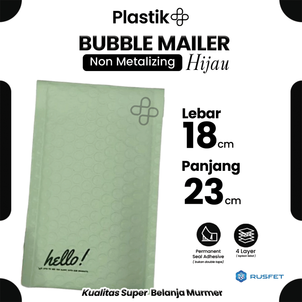 

Amplop Security Bubble Mailer Green Matte (Hijau) 18 x 23cm Premium Solid Color Rusfet Harga Satuan