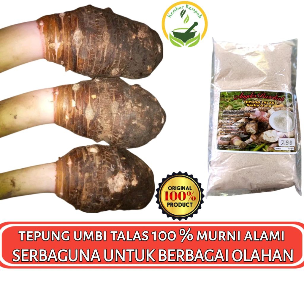 

TEPUNG UMBI TALAS ASLI MURNI 100 % ORGANIK KEMASAN 250 GRAM