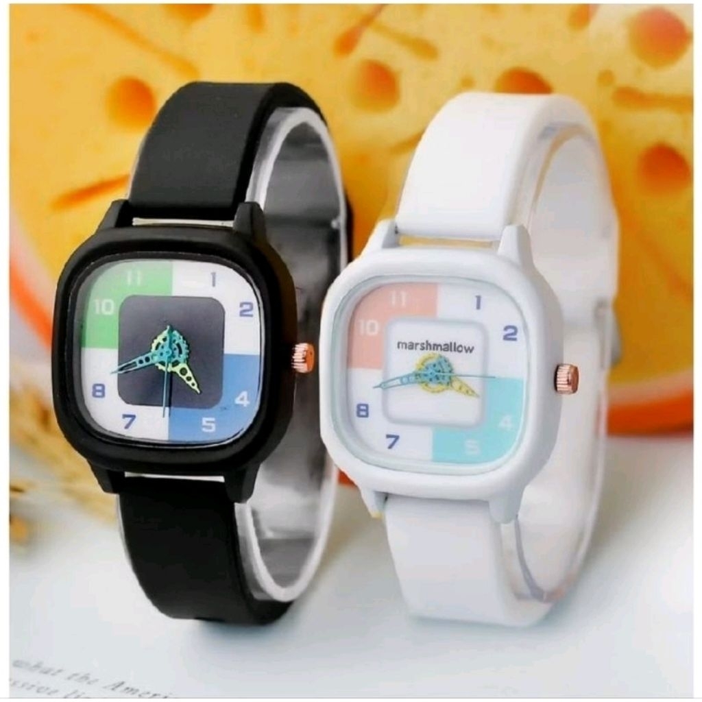 Jam Tangan Wanita Fashion Model Kotak Warna Lucu dan Cantik