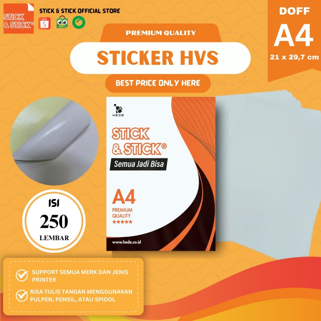 

STICKER HVS DOFF A4 ULTIMATE ISI 250 LEMBAR / Bisa Tulis Tangan, Label Produk, Stiker Promosi