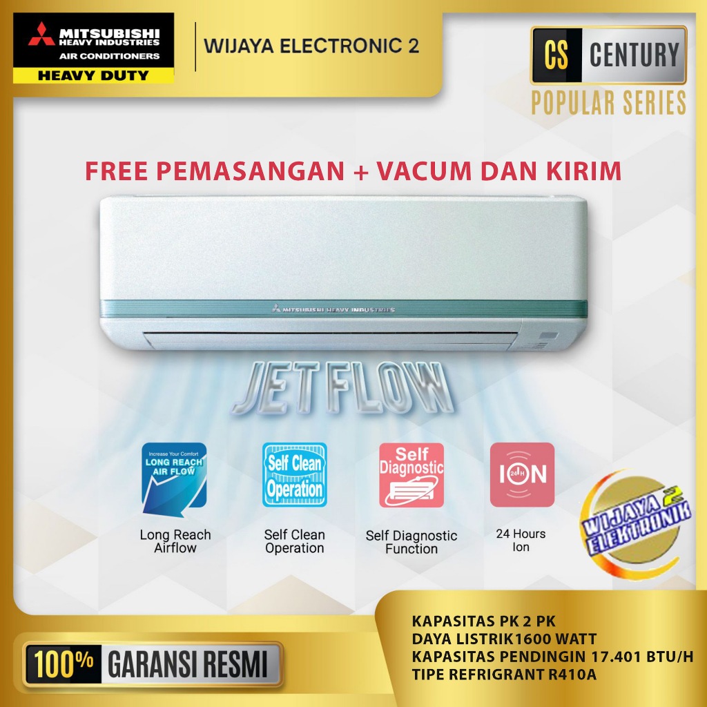 MITSUBISHI SRK18CS-S - Ac Split Mitsubishi 2 PK + PASANG DAN ANTAR SRK18CS Made IN Thailand
