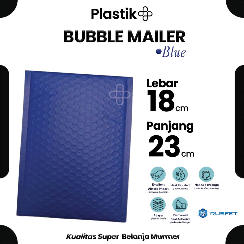 

Amplop Bubble Mailer Polos Biru Solid / Amplop Bubble Packing Murah Electric Blue 18 x 23cm Satuan