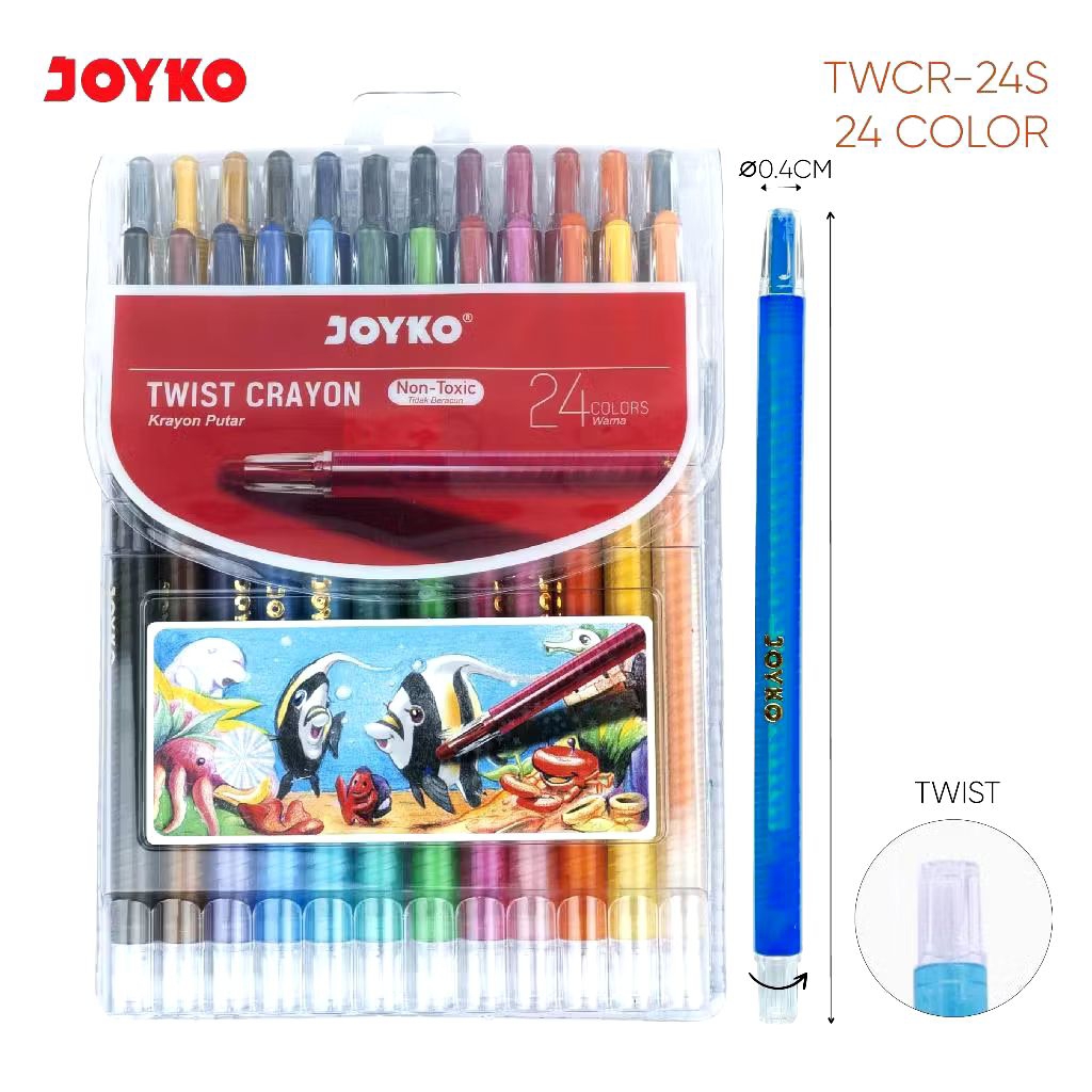 

Joyko TWCR-24S | Krayon Putar 24 Colors | Twist Crayon 24 Warna