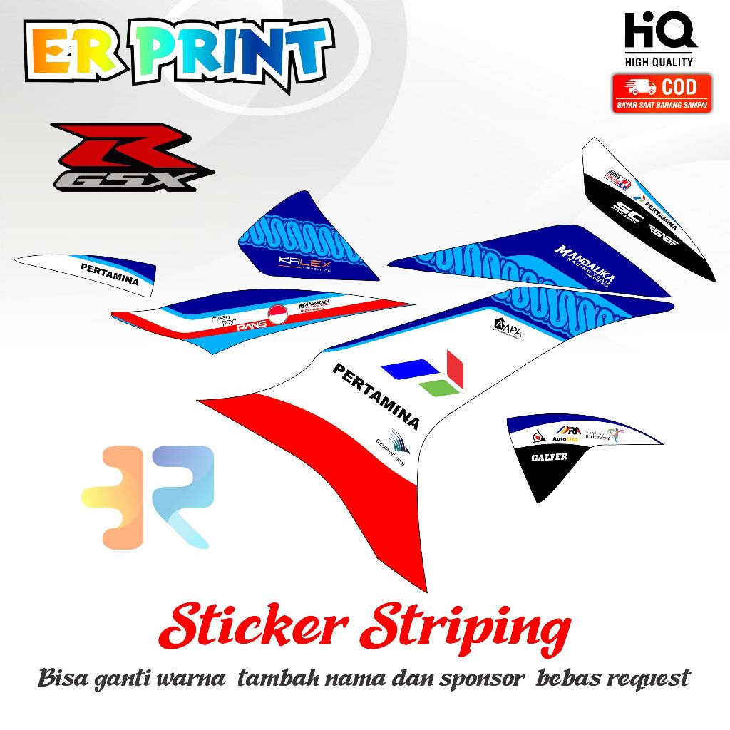 Striping Suzuki GSX 150r Sticker 1 Full Set Kanan Kiri Variasi  Desain Mandalika