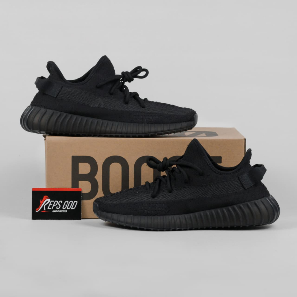 Sepatu Adidas Yeezy 350 Boost V2 Black Onyx Casual Gym Olahraga Jogging Joging Pria Wanita Sneakers
