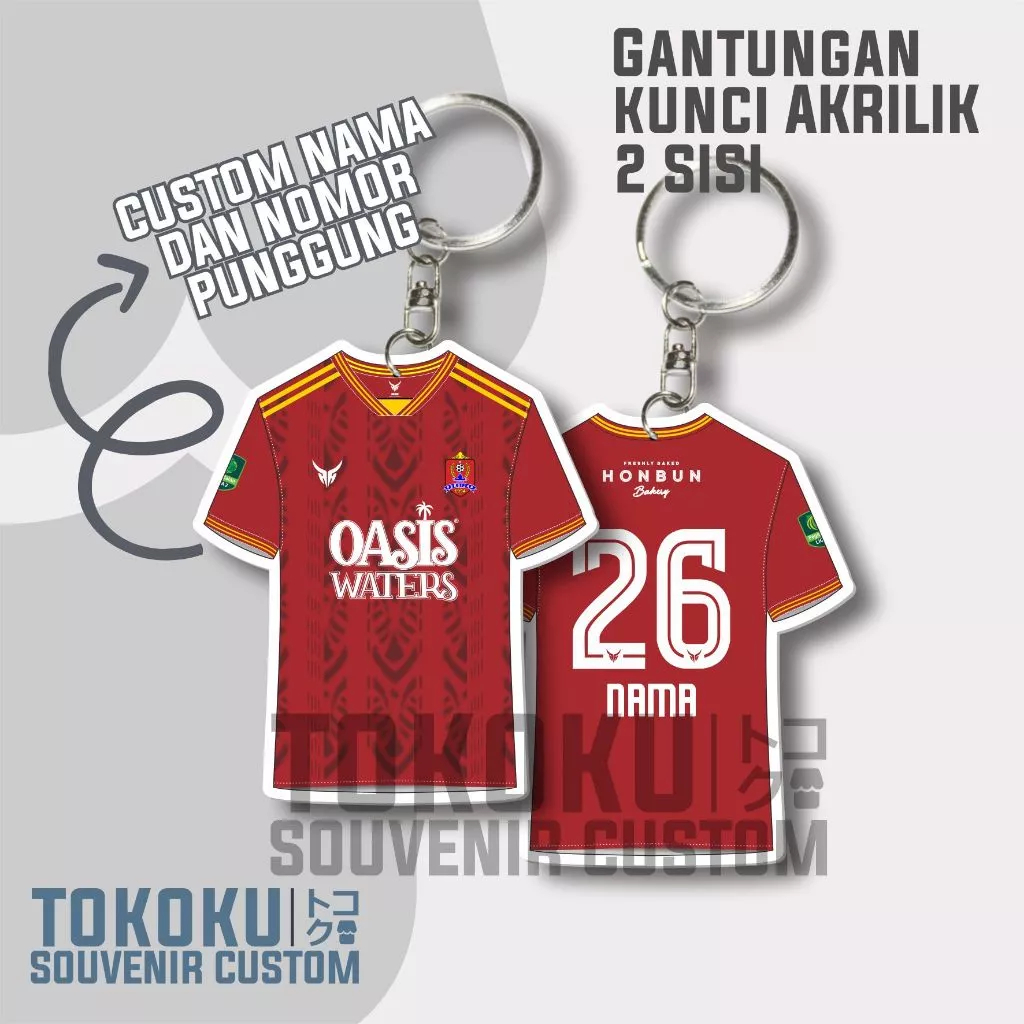 GANTUNGAN KUNCI JERSEY PERSIJAP JEPARA CUSTOM free NAMA & NOMOR PUNGGUNG