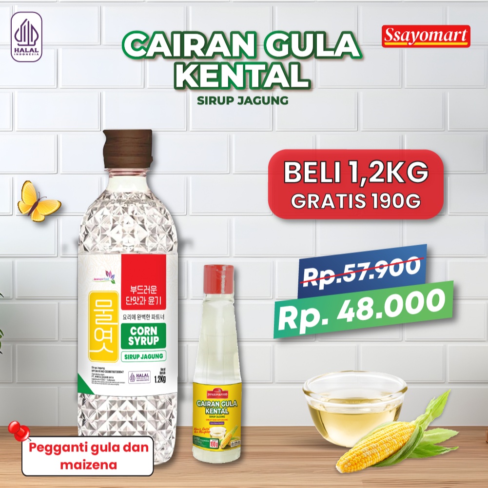 

CORN SYRUP JAVA SUPER FOOD HALAL 1.2KG FREE 190GR / GULA KENTAL / SIRUP JAGUNG / PEMANIS JAGUNG / MULYEOT