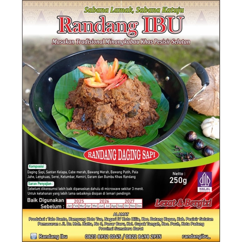 

RENDANG DAGING SAPI 250 gr. Produksi Randang IBU.