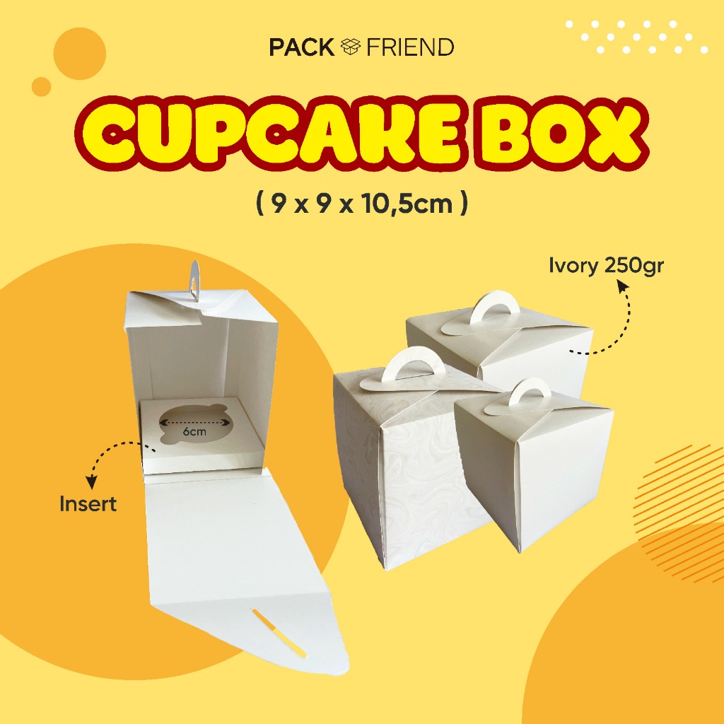 

Kotak Cupcake/Cupcake Box 9x9x10.5/Kotak Muffin/Packaging Makanan/Dus Cupcake