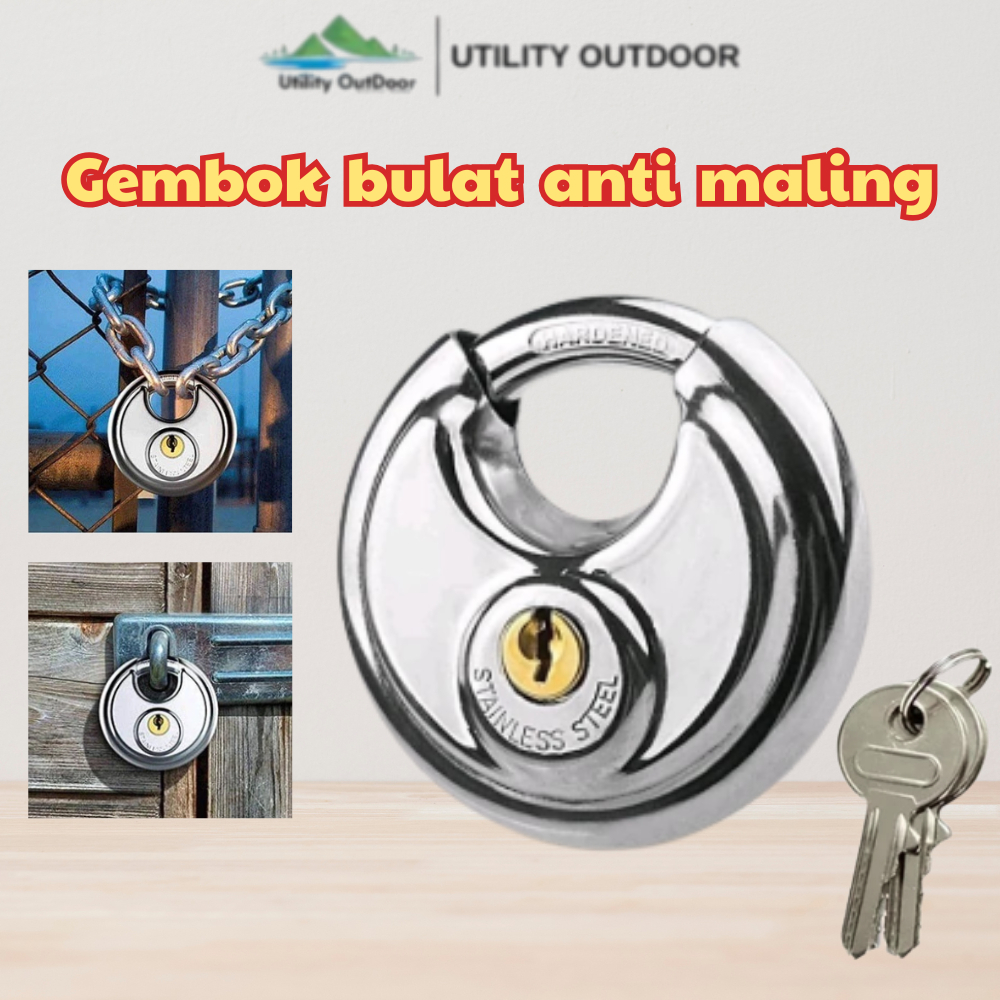 Gembok bundar 70mm, gembok anti maling dan anti potong, gembok pagar, gembok motor anti maling