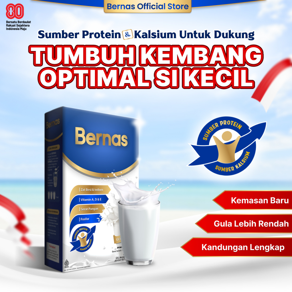 

BERNAS - Susu Bubuk import Sumber Protein dan Kalsium, Bantu Optimalkan Bb dan Tb untuk Anak-anak Hingga Remaja - Rasa Original dan Cokelat