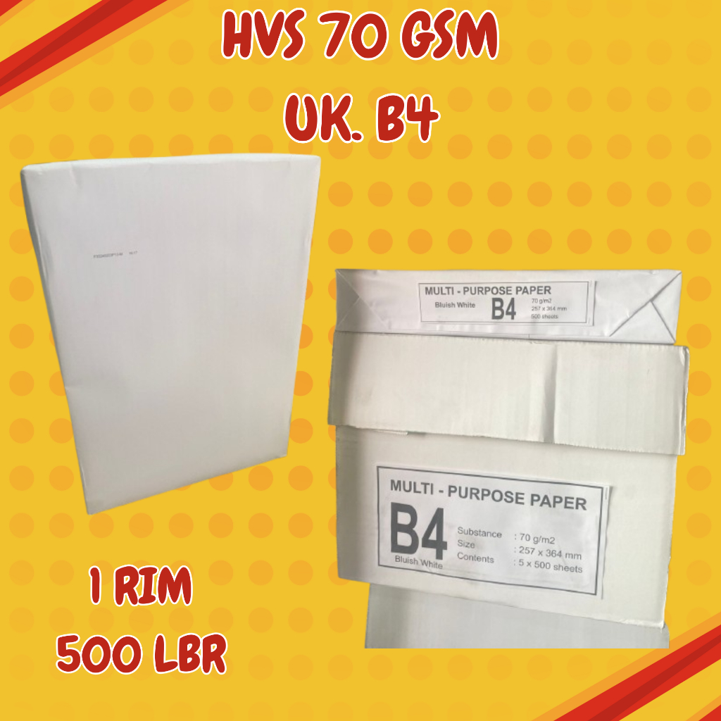 

Kertas HVS 70 Gsm Ukuran 25,7 x 36,4 Cm ( B4 ) , 1 RIM / 500 Lembar