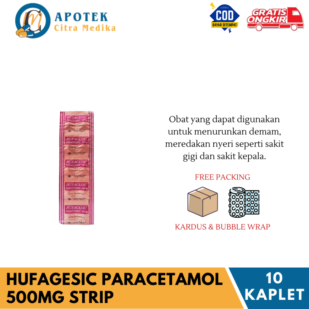 HUFAGESIC PARACETAMOL 500MG (1 STRIP ISI 10 KAPLET) - MEREDAKAN DEMAM