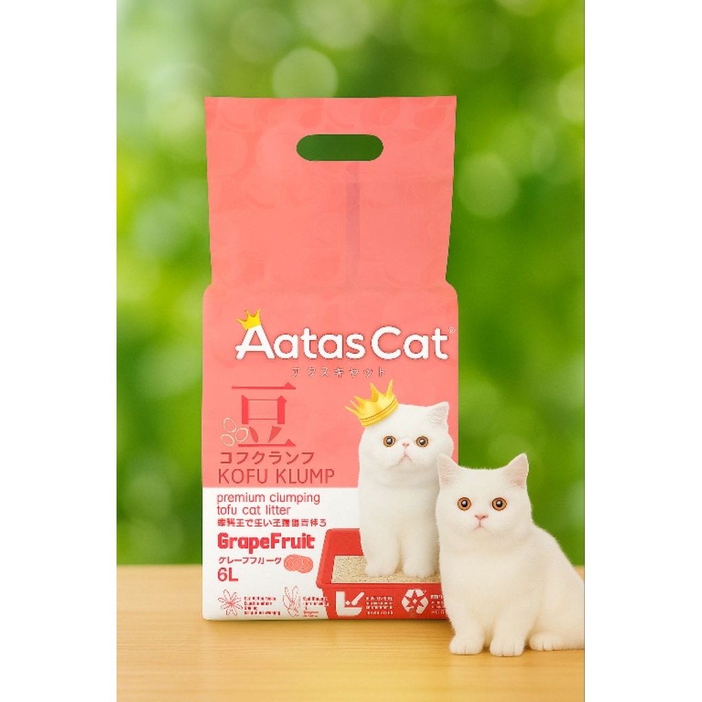 Pasir Tofu Aatas Cat Tofu Cat Litter 6L - Pasir Kucing Tofu Gumpal Grapefruit