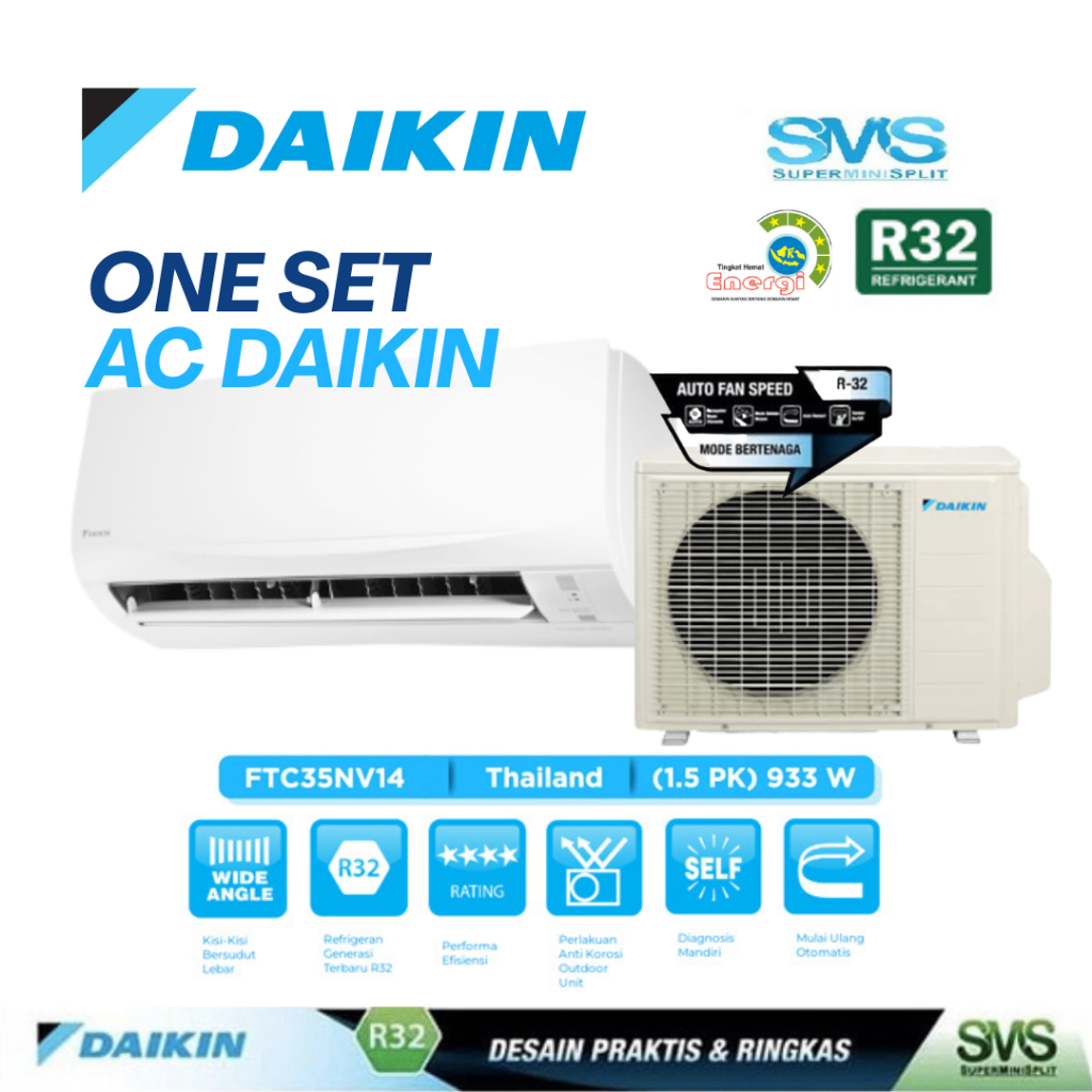 AC DAIKIN 1,5 PK FTC35NV14 MADE IN THAILAND ( INDOOR+OUTDOOR )