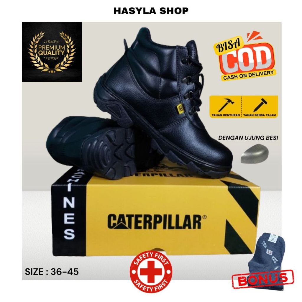 Sepatu Safety Boot Pria sepatu kerja CTR boot baja anti slip, tahan air. nti paku, steel toe, sol ka