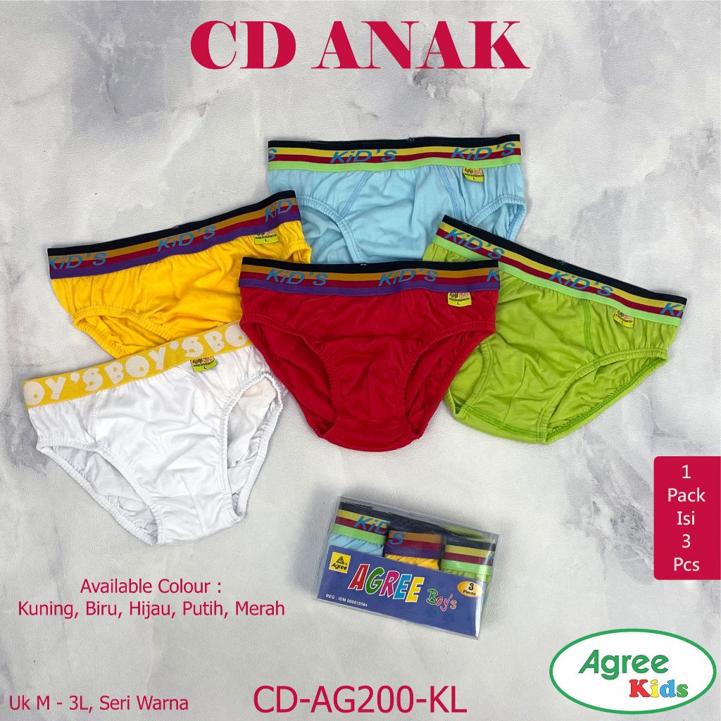 Agree Kids Celana Dalam Anak Cowo Laki Laki Katun (Isi 3 Pcs) Agree AG200KL