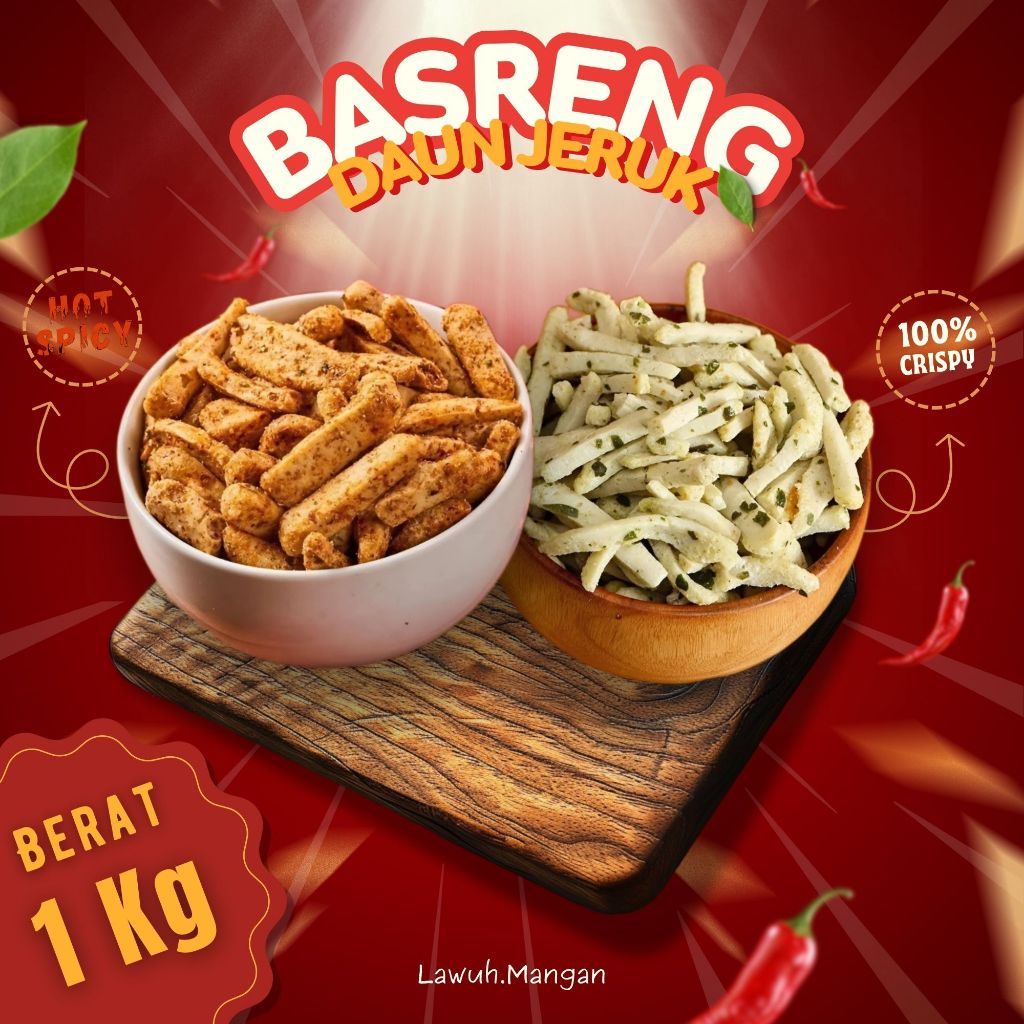 

Kripik Basreng Pedas Asin Daun Jeruk