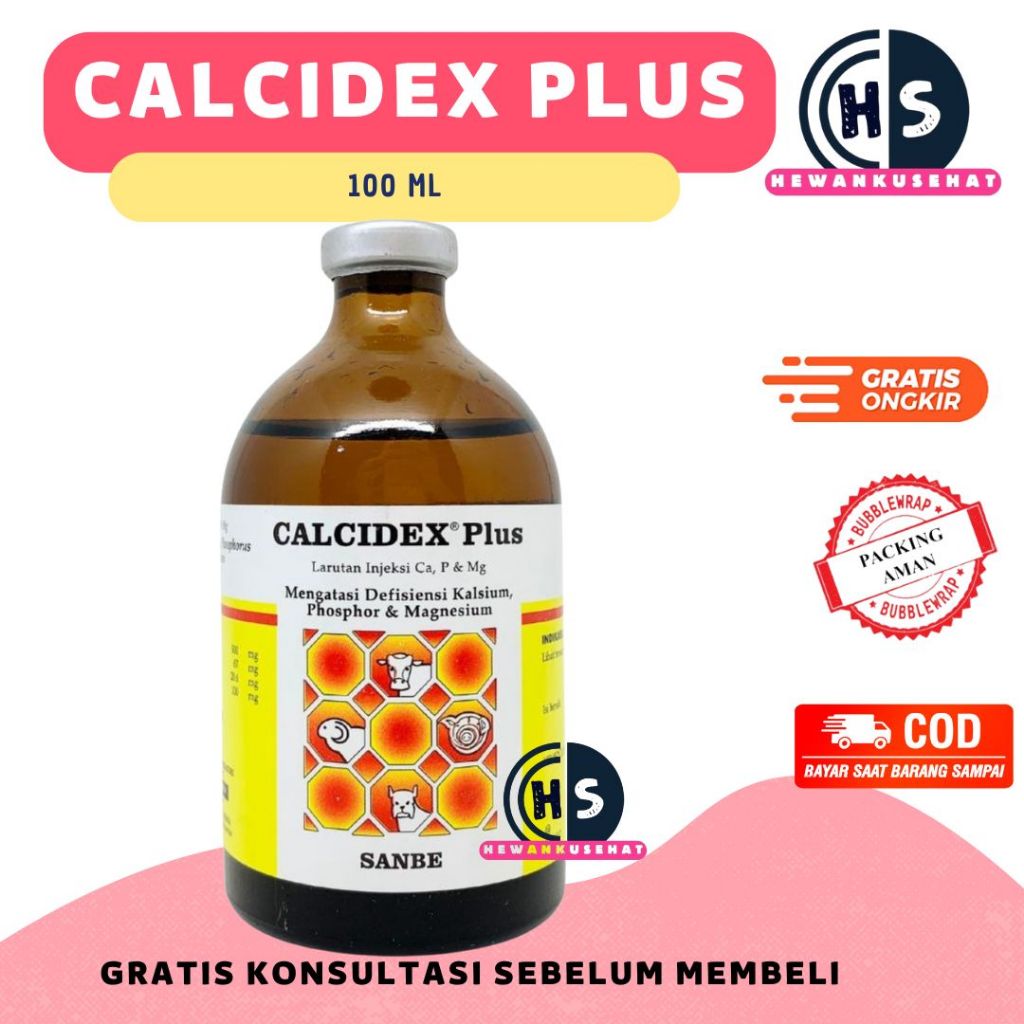 CALCIDEX PLUS Inj 100 ml - SANBE -Obat Sapi Kambing Lumpuh Injeksi Ampuh