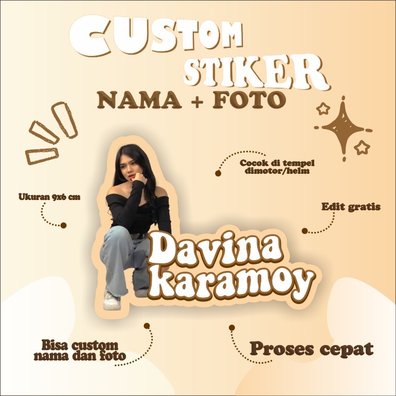 

STIKER CUSTOM NAMA DAN FOTO FREE DESAIN WATERPROOF | STIKER FOTO & NAMA