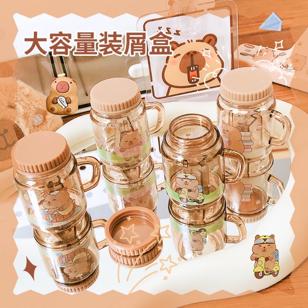 

(PF012) Capybara cup pencil sharpener | Rautan pensil kayu / peruncing pensil / Serutan Pensil