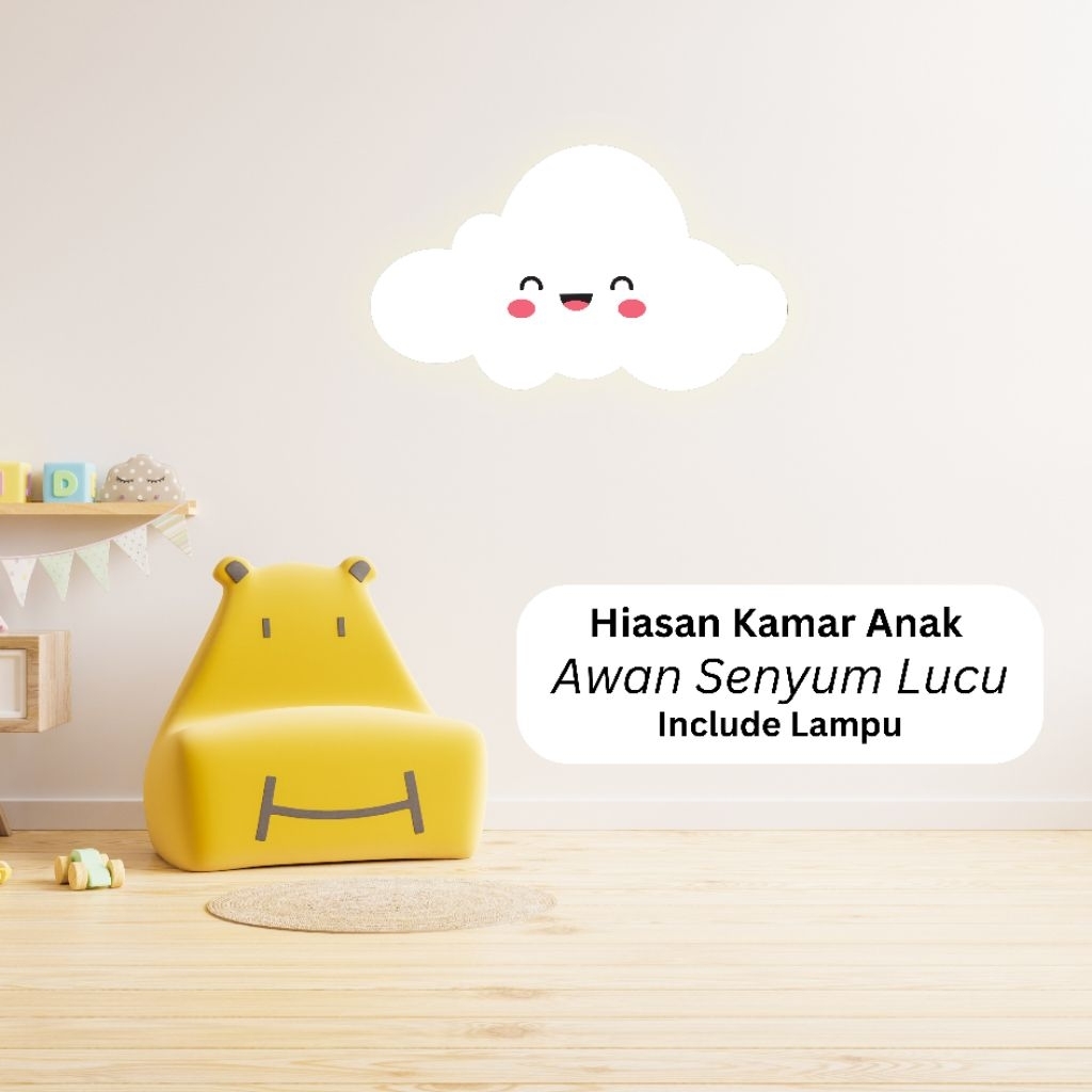 Lampu Tidur Kamar Anak Hiasan Dinding Awan Senyum Lucu