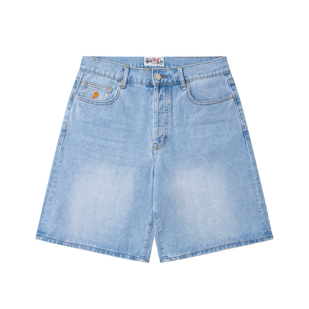 Jorts STUSSY OL JEANS Streetwear Celana Pendek Jeans Light Blue