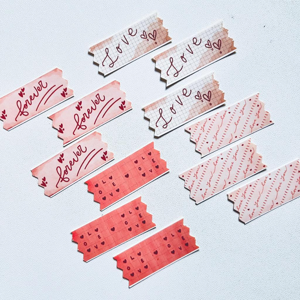 

[ , ] 40pcs Stiker Lucu Motif Washi Tape Isolasi, Isolatip Love Forever Estetik Untuk Box, Paperbag, Kado