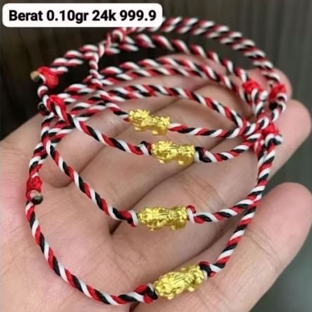 Gelang Emas Asli Naga 24k Hongkong 999.0 Tali Tridatu