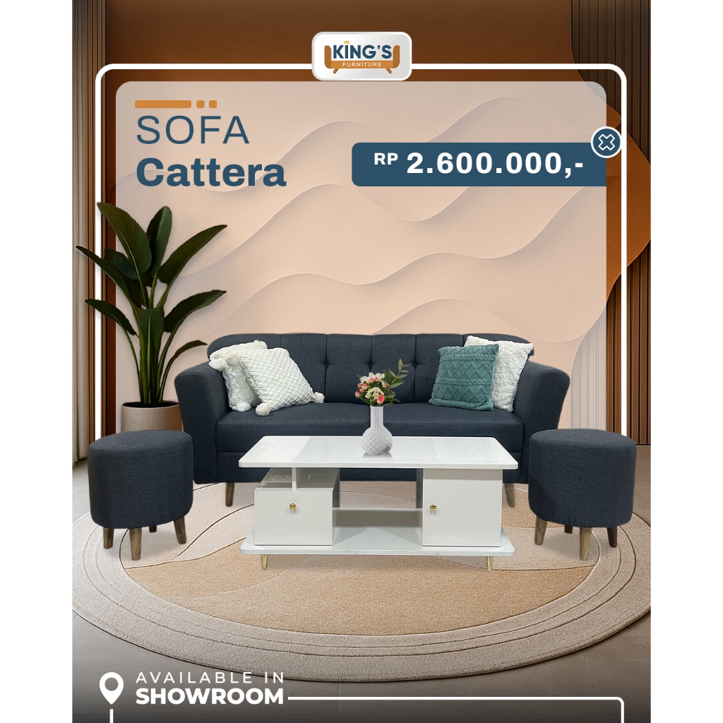 KINGS FURNITURE PONTIANAK - SOFA CATTERA - SOFA 3 SEATER MURAH - SOFA RUANG TAMU - SOFA MINIMALIST -