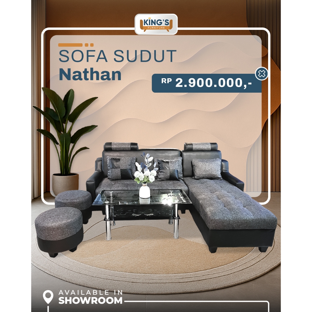 KINGS FURNITURE PONTIANAK - SOFA NATHAN - SOFA SUDUT MURAH - SOFA RUANG TAMU - SOFA MINIMALIST - SOF