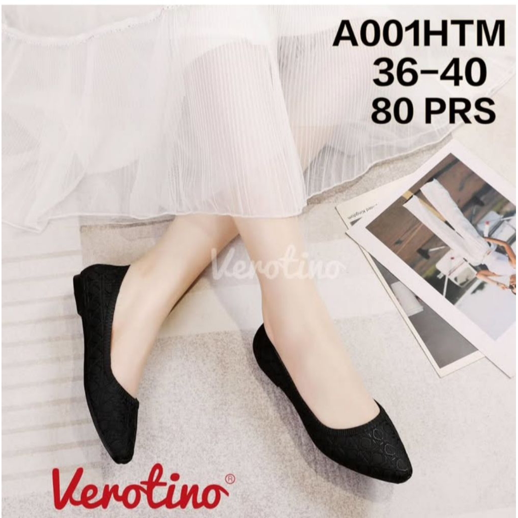 Sepatu Wanita Flat shoes karet jelly Verotino A001 Hitam / Sepatu  wanita kekinian / Sepatu wanita h