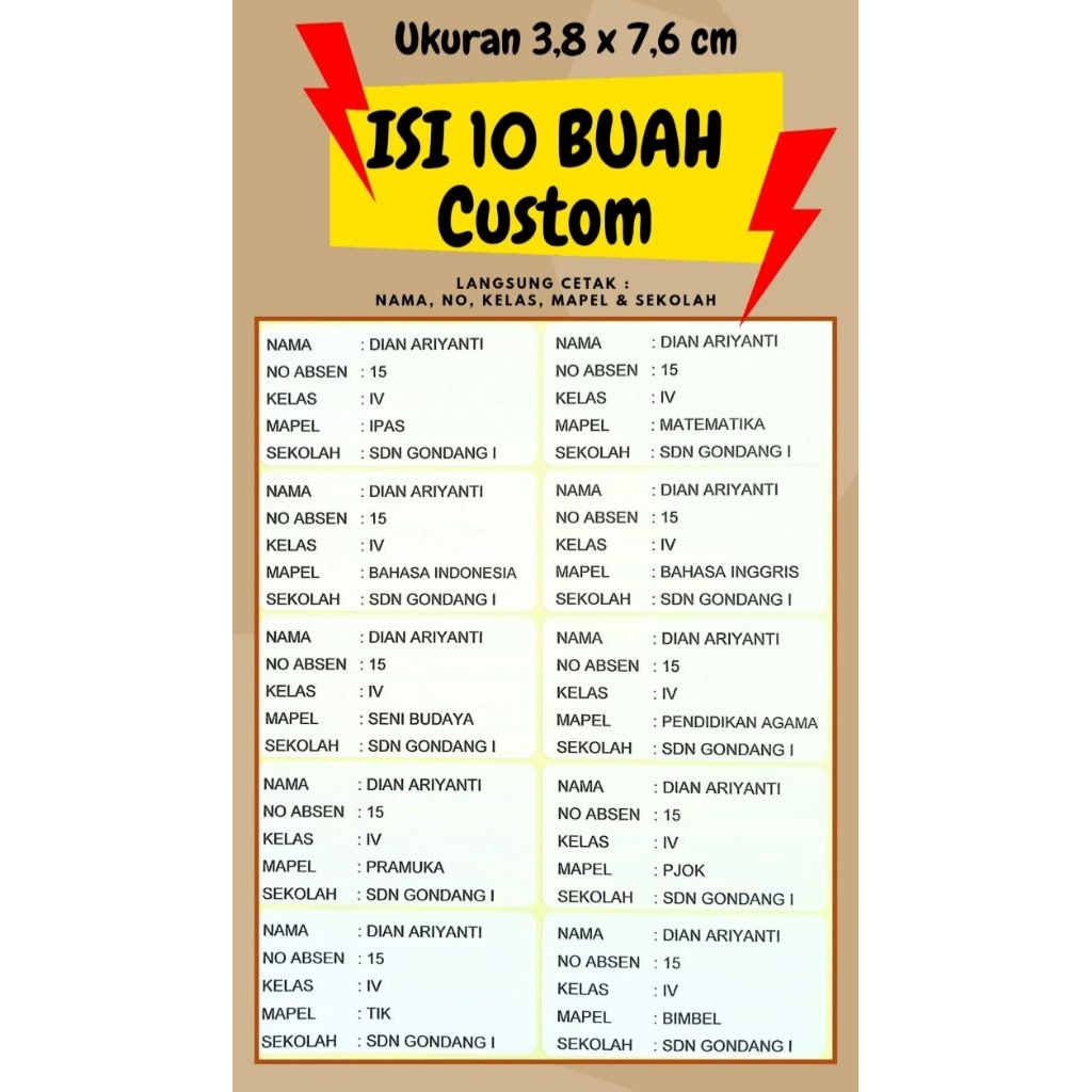 

Label nama buku tulis (stiker nama buku tulis) custom nama