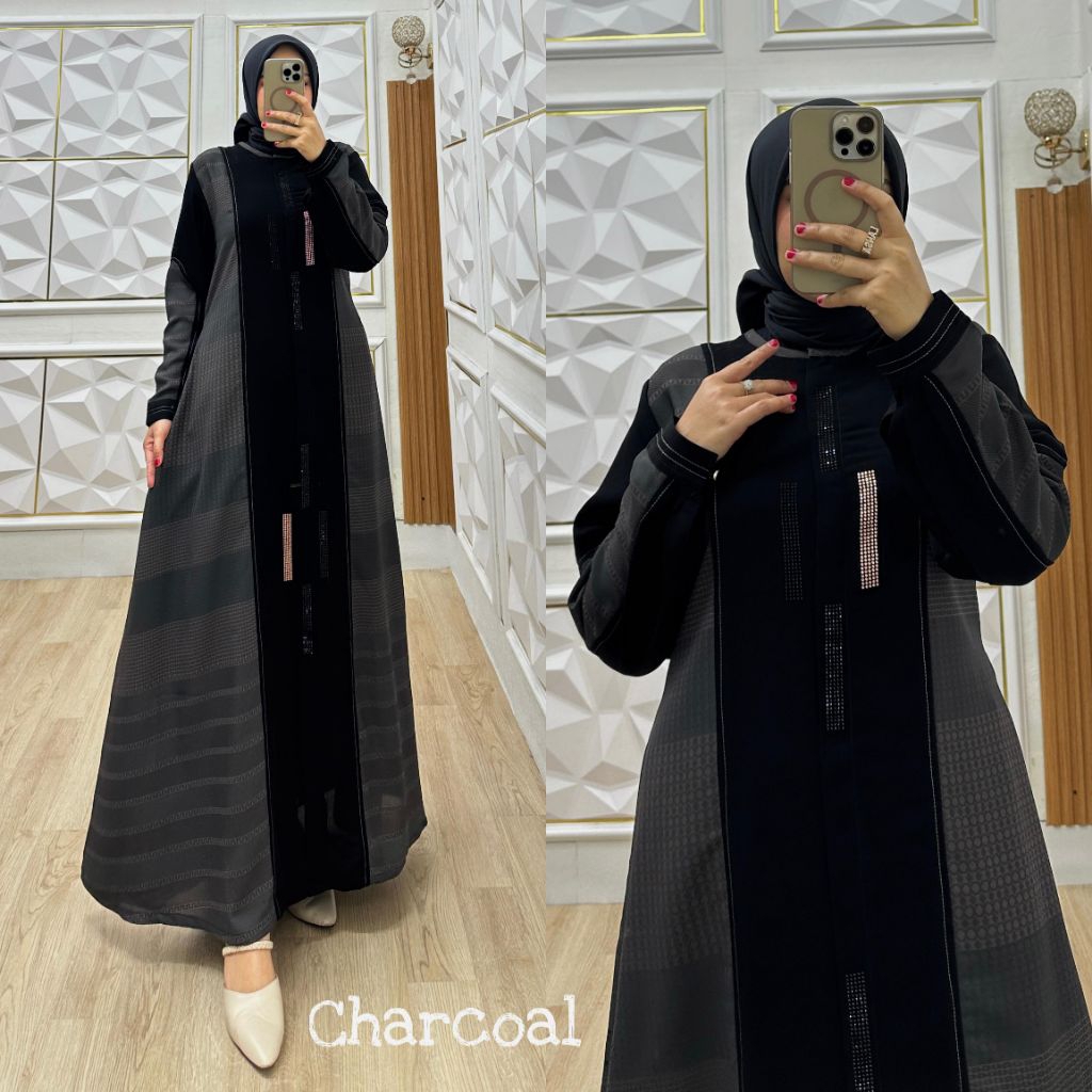 Gamis Azaleea Dress/ Gamis abaya Terbaru Premium/ Gamis Hitam Kombinasi/ Gamis simple Elegan