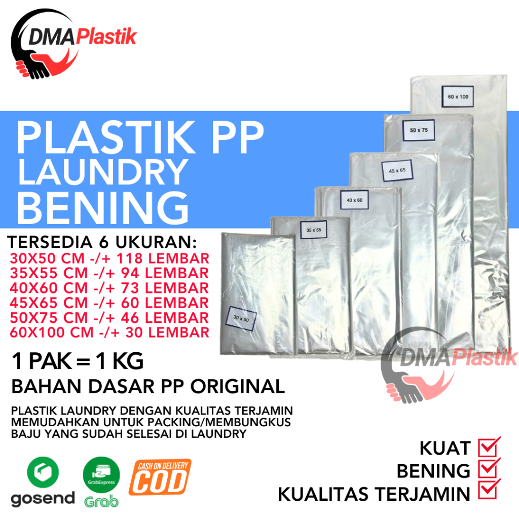 Plastik PP BENING/ Plastik Laundry / Plastik PP Laundry  / Plastik Laundry Kiloan / Kantong Plastik 