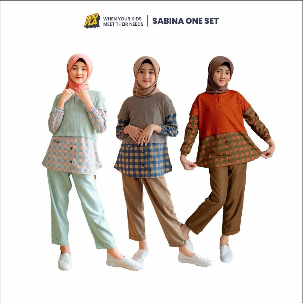 Setelan Anak Sabina One Set Waffle Uniqlo Adem Nyaman - Set Baju Celana Davinci Lembut