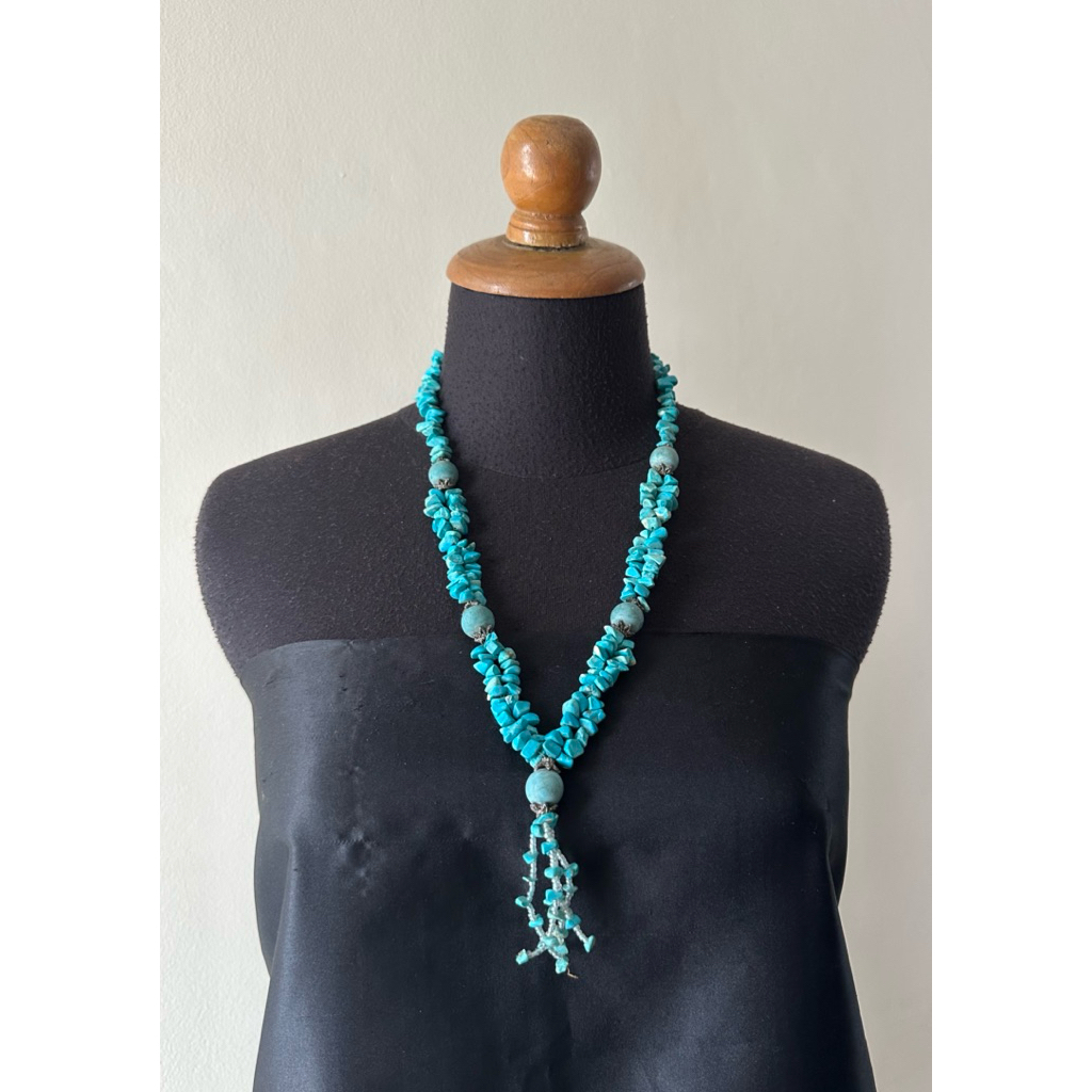 Turquoise Stone Tassel Necklace