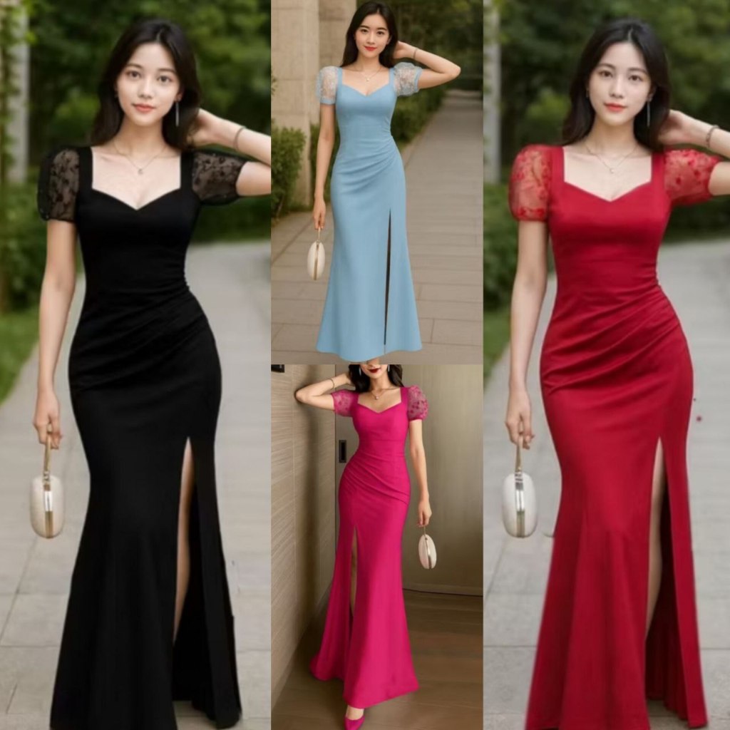 TERBARU - LONG PARTY DRESS SCUBA YANGZI SIZE M - XXL - BODYCONE MAXI DRESS SEKSI JUMBO - DRESS KONDA