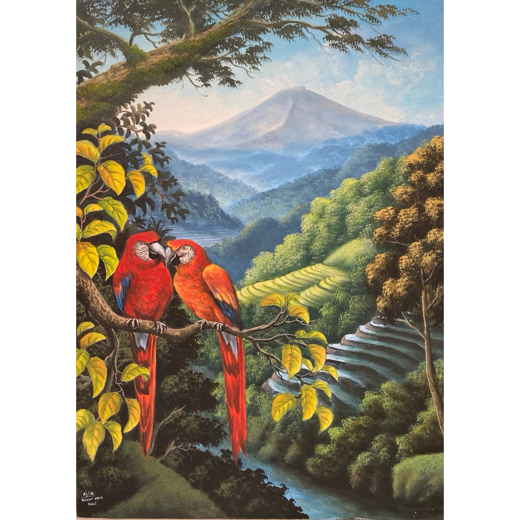 Dijual Lukisan Alam Tropis Bali, Lukisan Indah, lukisan pemandangan, Lukisan Canvas buatan tangan