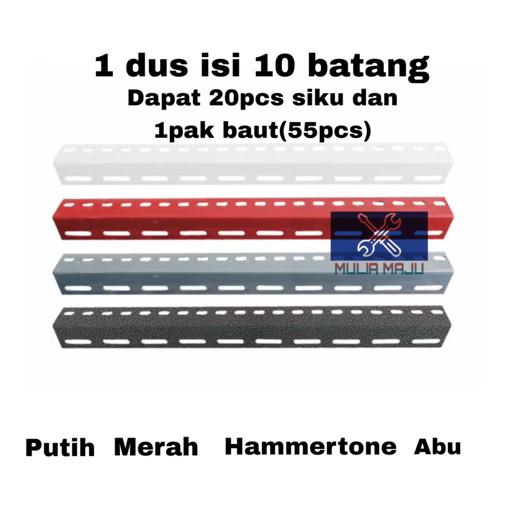 1dus isi 10batang siku lubang besi 1.3mili siku lubang/Rak Siku Lubang Perbatang 3meter paket murah 