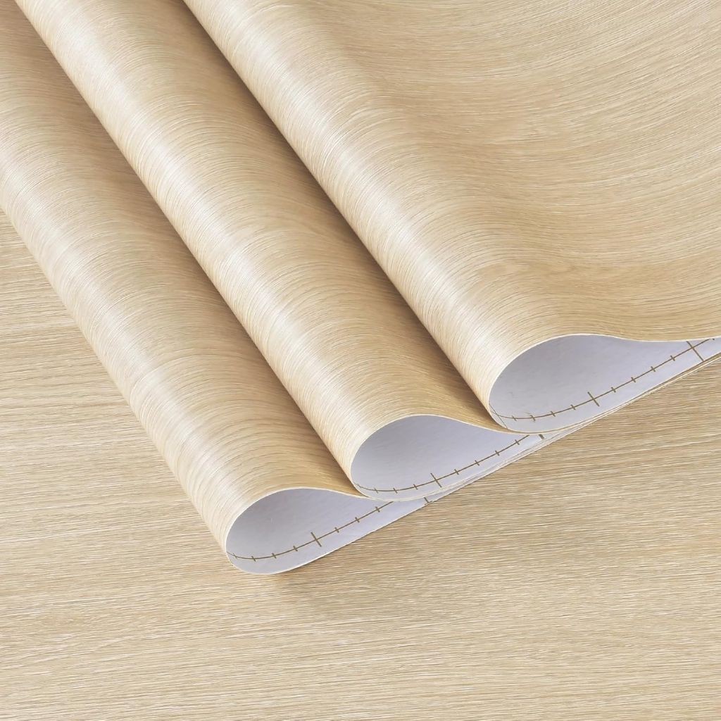 WALLPAPER STIKER DINDING KAYU SERAT COKLAT MUDA