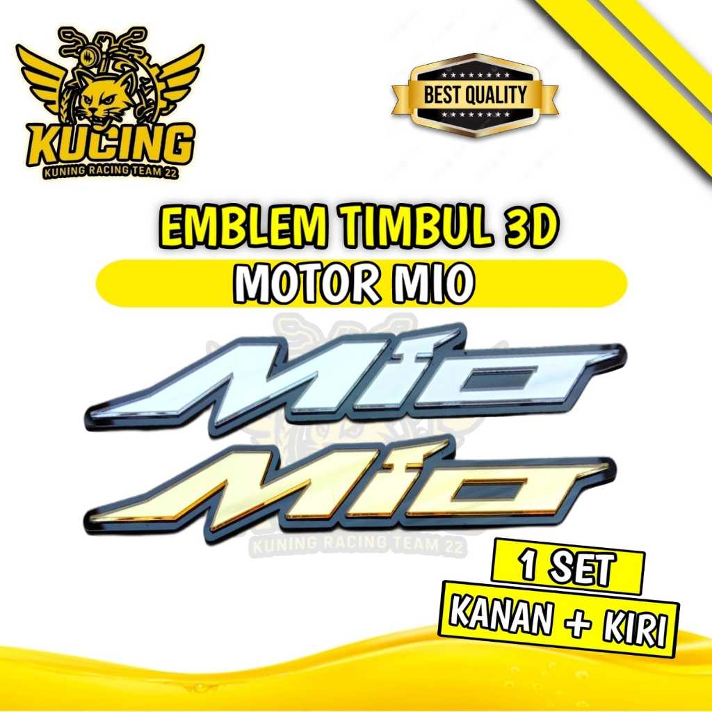 Emblem akrilik Mio Timbul Logo Motor 3D Emblem Timbul 3D Yamaha Mio (2 PCS)