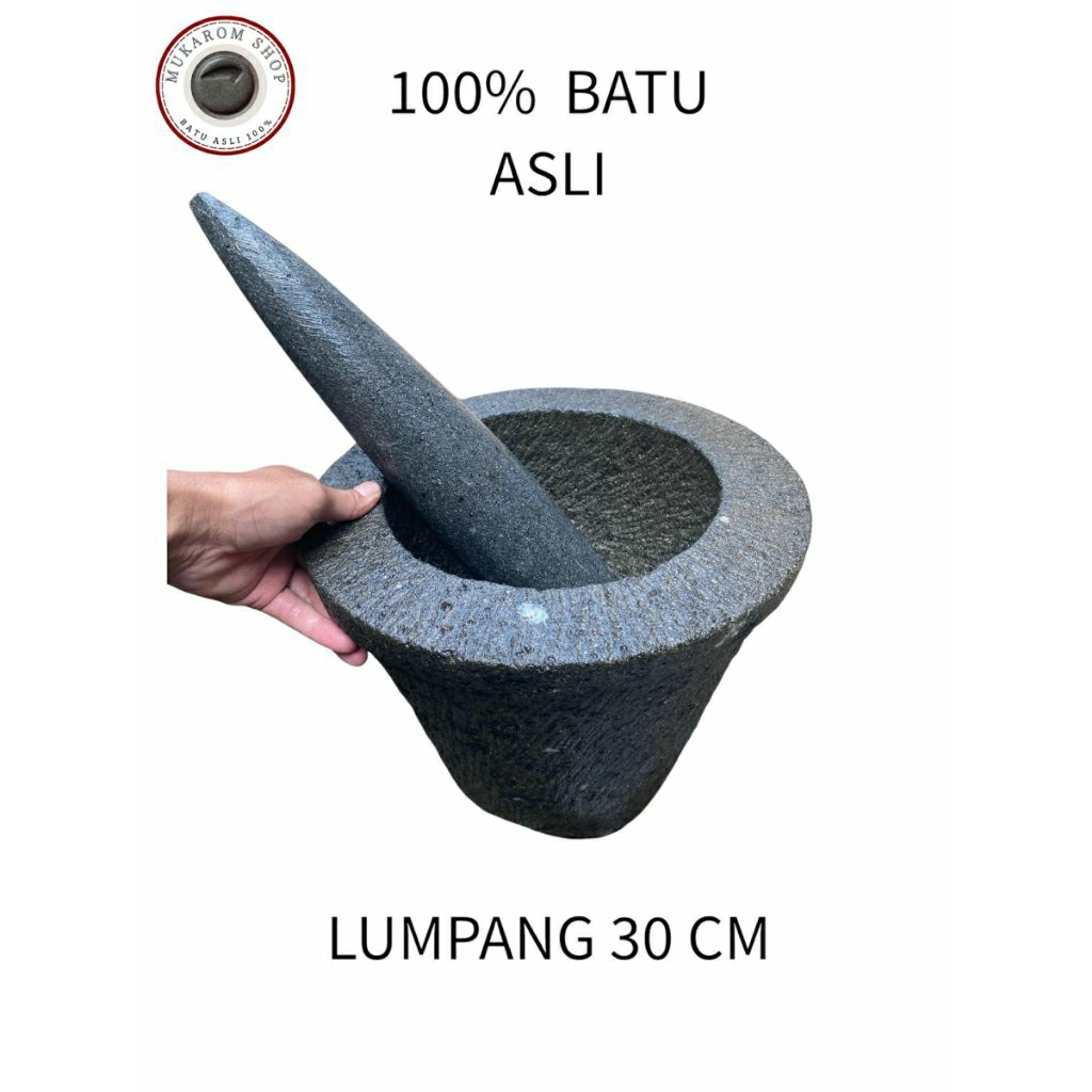 Lumpang | tumbukan batu asli ukuran 30 cm free tumbukan dari batu asli 100% tanpa campuran