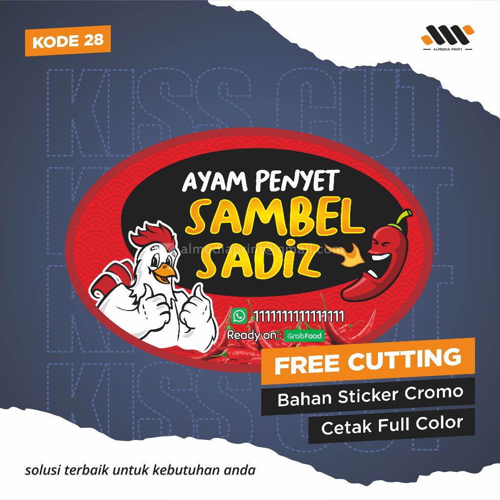 

(Isi 63-180 PCS) Cetak Stiker Cromo Vinyl Produk Kemasan Label Stiker Makanan Minuman (Free Cutting)