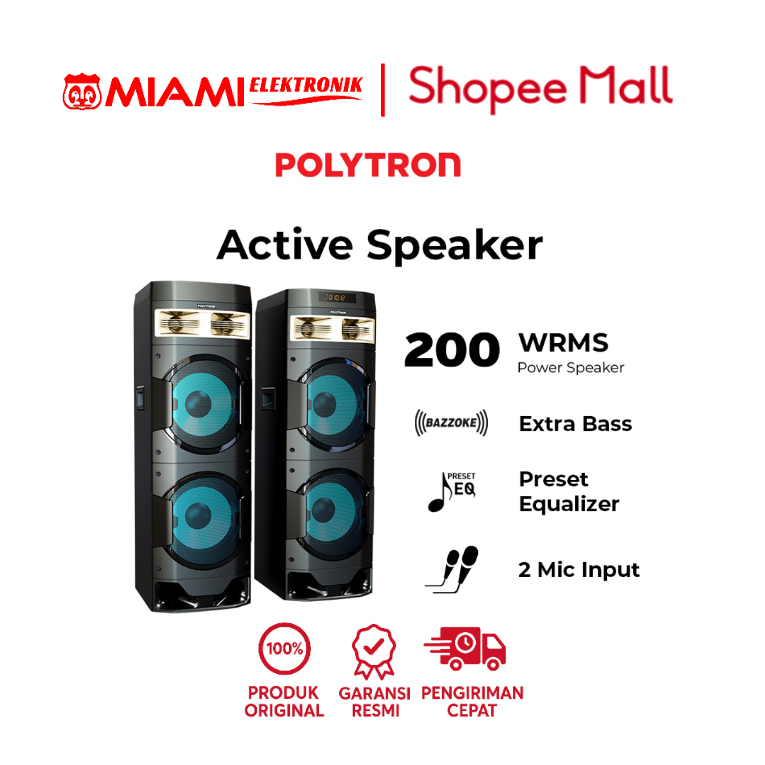 POLYTRON PAS 10DF28 / PAS10DF28 Bluetooth Speaker Aktif Karaoke 10 Inch