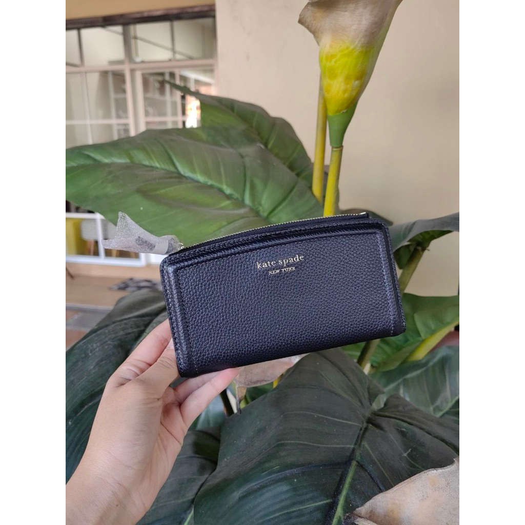 Kate Spade Knott Zipper Slim Wallet Leather Black